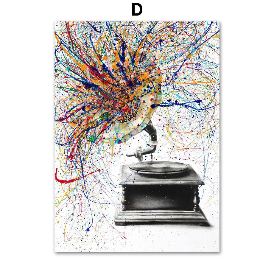 Gitary Pianino Perkusja Skrzypce Trąbka Gramofon Sztuka Ścienna Płótno Malarstwo Nordyckie Plakaty I Wydruki Obrazy Do Wystroju Salonu