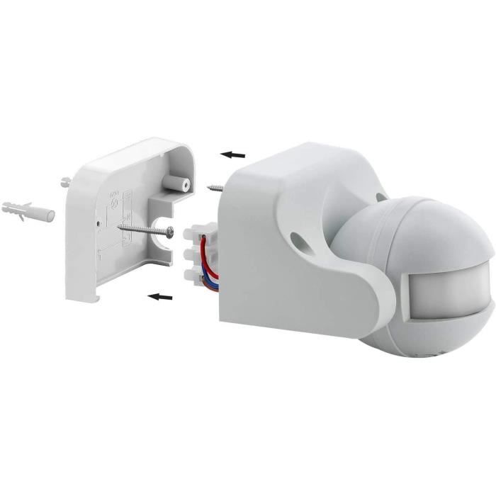 Détecteur de mouvement infrarouge - VELAMP - IP44 - Noir - 12m - 180°