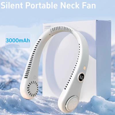 3000mAh Tragbarer LED Digitalanzeige Ventilator 5 Gänge USB-Aufladung Elektrischer Ventilator Bladeless Leiser Nackenventilator Outdoor Luftkühler