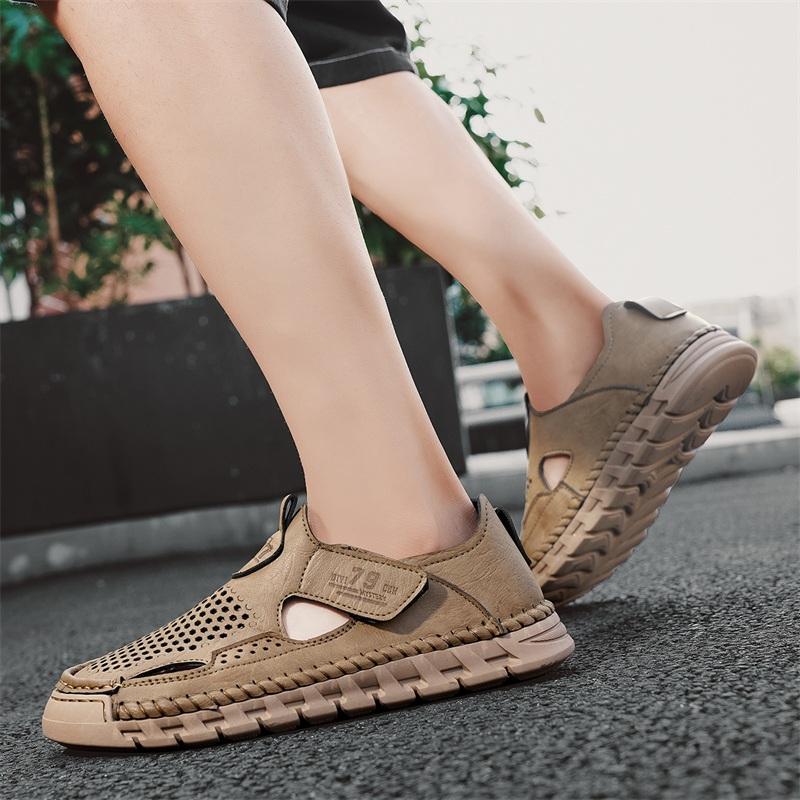 Sandale de piele pentru bărbați, pantofi casual de vară, mărimi mari