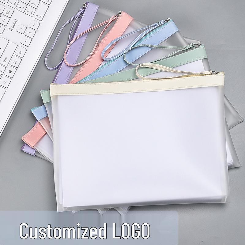 Custom Waterproof A4 TPU Document Bag with Zipper - Frosted Transparent Tote Standard A4 покинуть белый