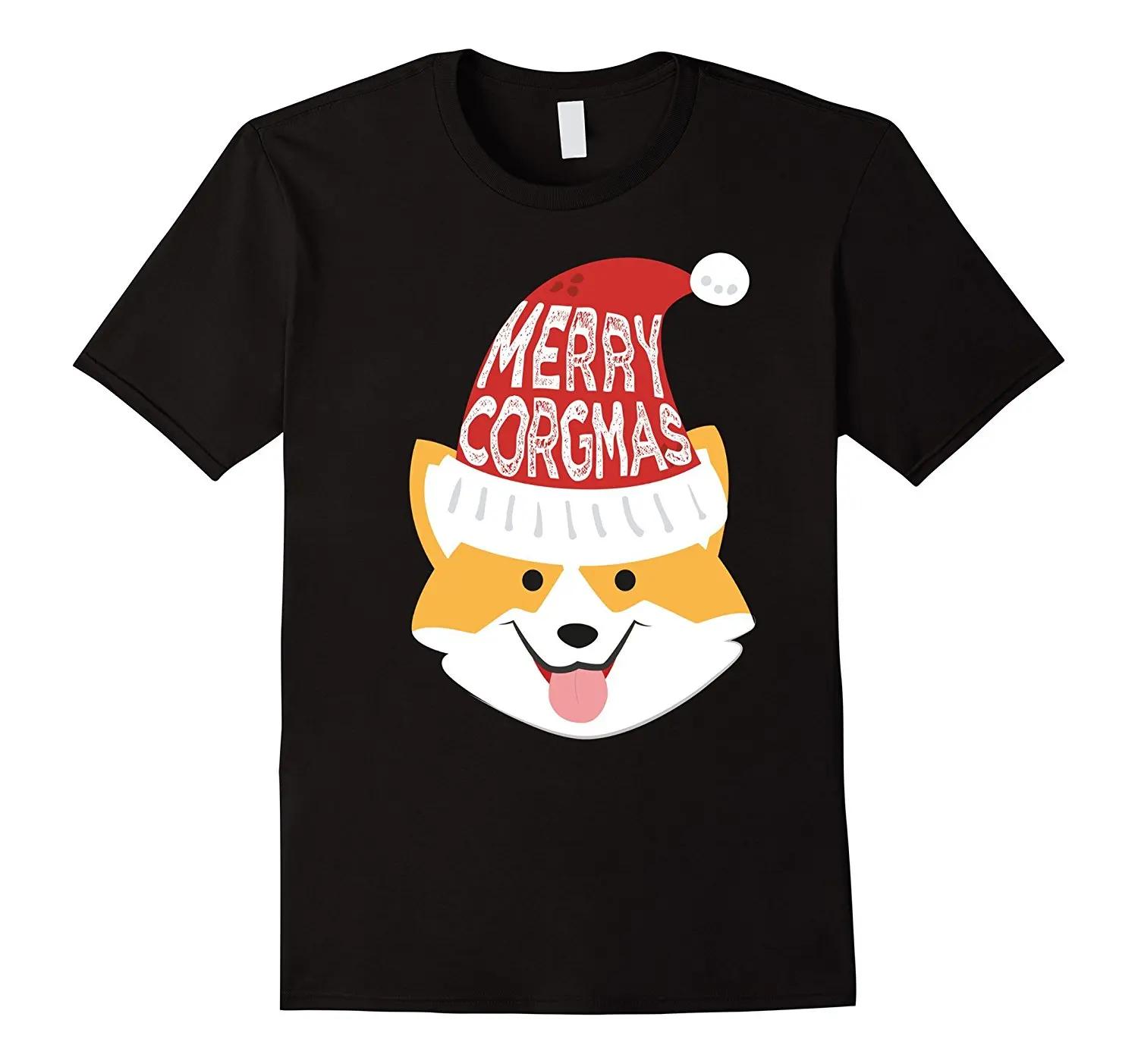 Merry Corgmas Christmas Welsh Xmas Style Corgi Lovers Gift TShirt 100 Cotton ONeck Summer Short Sleeve Casual Mens Tshirt S