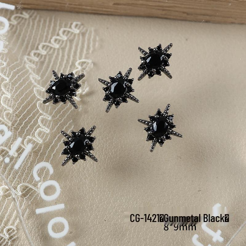 Luxury Zirconia Rhinestone Cross Nail Art Decorations - Dark Retro Style Press-on Nails