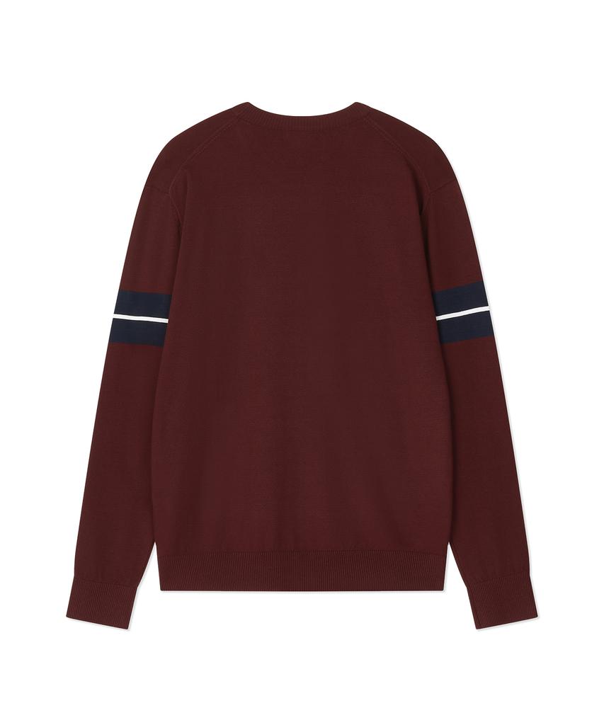 Antomas Sleeve Colorblock Round Neck Knit Men'S - Wine
