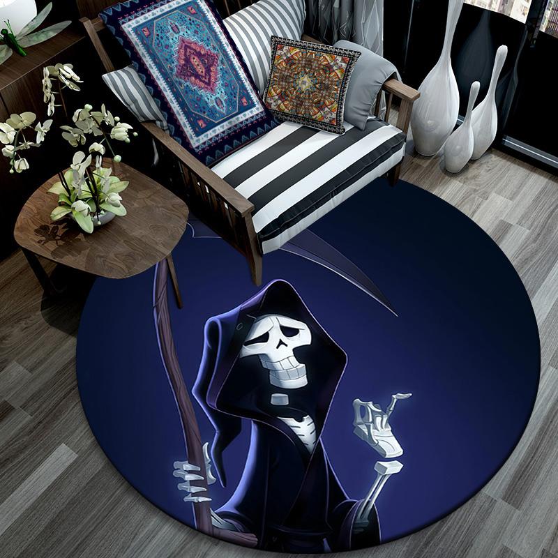 Grim Round Area Rug,Carpet Rug for Living Room Bedroom Sofa Playroom Decor,Non-slip Floor Mat
