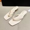 Square Toe Clip on Casual Beach Flip Flops for Women with Slim Heels and Sandals for Women
