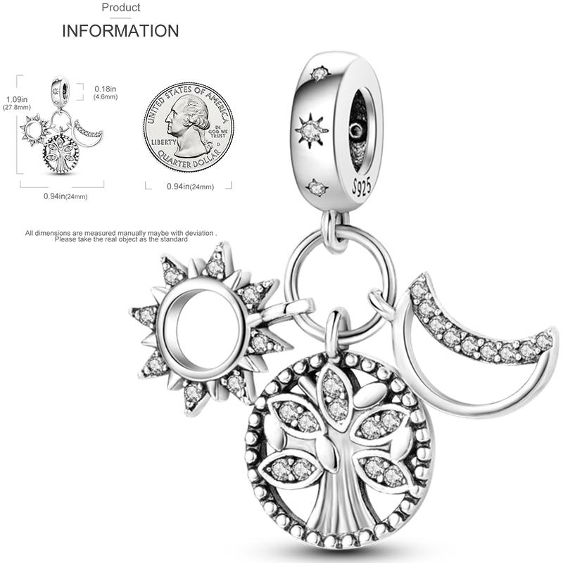 Charms Bead Copper Starlit Sky Moon Sun Earth Universe Charm Fit Bangle Bracelet Necklace Diy Jewelry