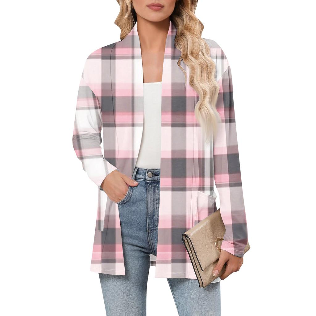 Women's Long Sleeve Cardigan V Neck Fashion Printed Shirt Lightweight  Casual Loose Thin Cardigans With Pockets