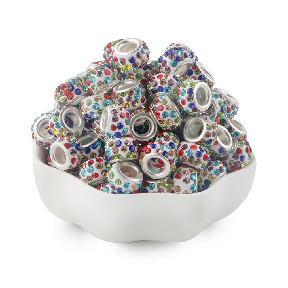 20Pcs 11.5mm Round Rhinestone Crystal Glass Big Hole Beads For Jewelry Making Charms For Bracelet Earrings Jewelry Accessories