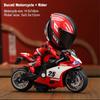 Transformable Alloy Motorcycle Rider Figure with Helmet Desktop Ornament Model Collectible Gift for Boys Kids