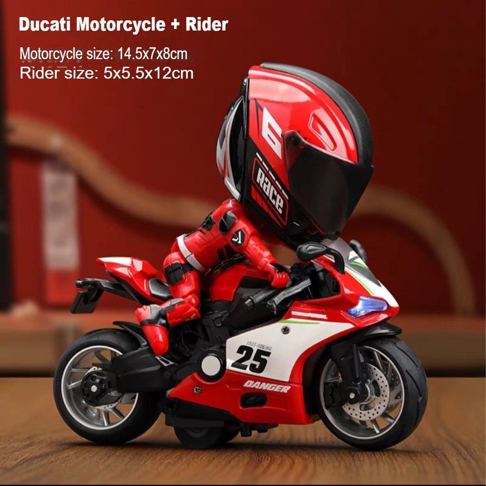 Transformable Alloy Motorcycle Rider Figure with Helmet Desktop Ornament Model Collectible Gift for Boys Kids
