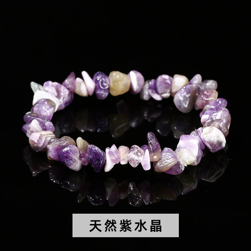 Natural Crystal Agate, Colorful Crushed Stone, Elastic Bracelet, Irregular, European and American Jewelry