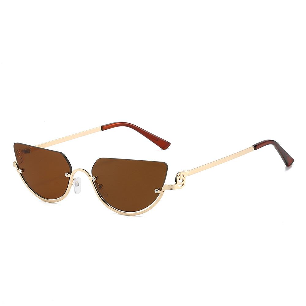 Retro Punk Women Half Rimless Sunglasses Women Fashion Clear Ocean Lens Shades Uv400 Men Small Frame Trending Sun Glasses