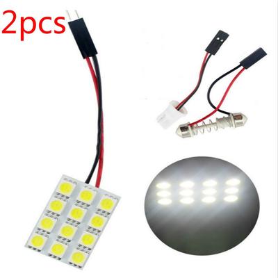 2PCS T10 12 Led 5050 Smd Car Tail Box Light Bulb No Polarity Reading Dome Lamps