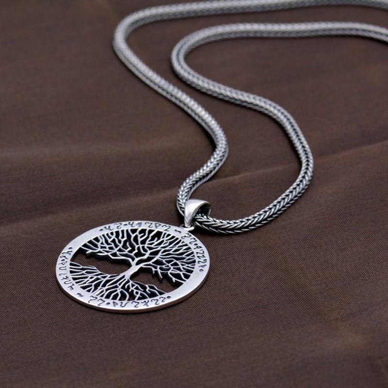 Vintage Tree Of Life Pendant Necklace Men Women Copper Geometric Charm With Adjustable Chain Retro Boho Jewelry