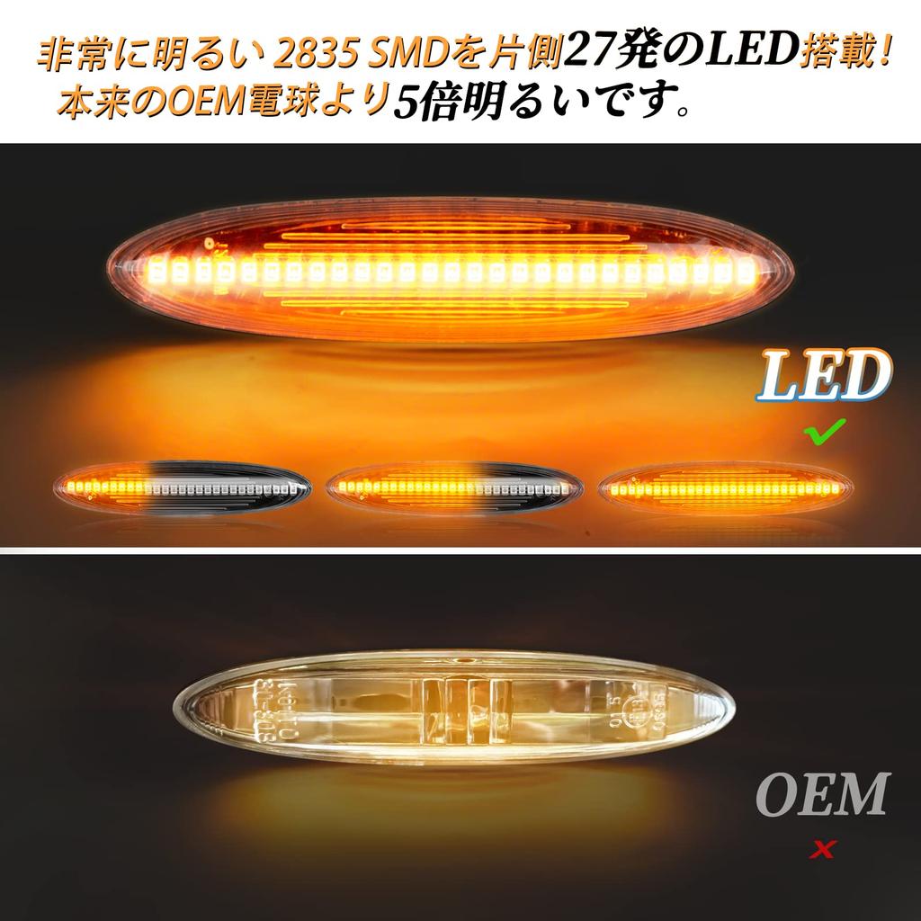 POPMOTORZ LED Side Signals for Toyota Mark X Genuine Set of 2 Markers/Turn (GRX120, GRX121, GRX125), Replacement,