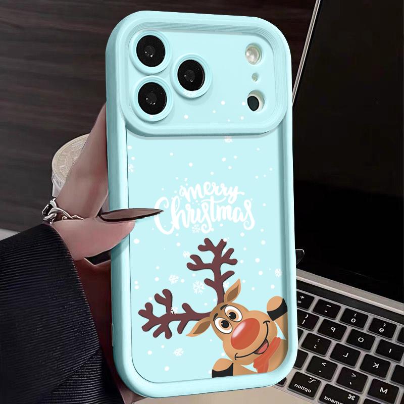 Cute Christmas Elk Pattern Case For iPhone 17 Air 16e 16 15 14 Pro Max 13 17 Pro Max 17 Pro 17 Shockproof Soft TPU Silicone Phone Cover Funda