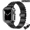 TPU Protector Case+Metal Strap For Apple Watch Ultra Band 49mm 45mm 44mm 41mm 40/38 Stainless steel Bracelet series 3 5 6 se 7 8