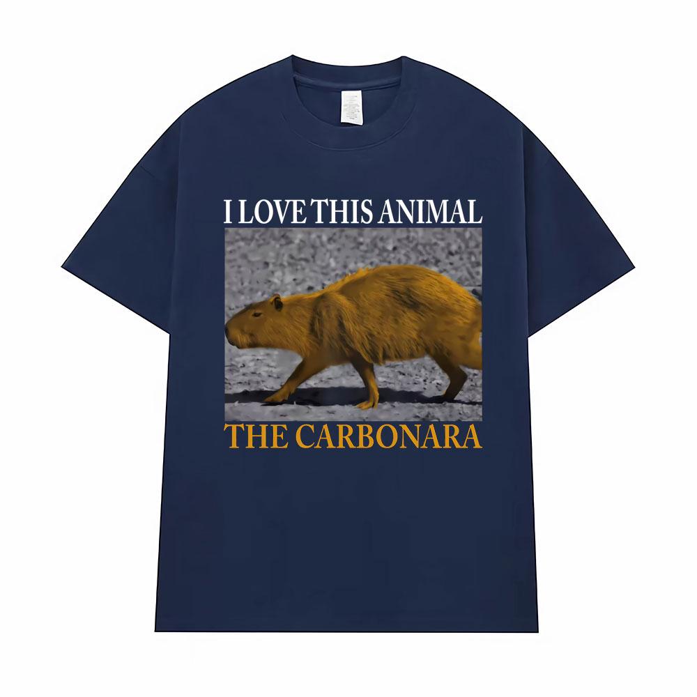 Lustiges Meme Ich Liebe Dieses Tier Das Carbonara-Capybara T-Shirt Herrenbekleidung Unisex Heißer Verkauf Hohe Qualität T-Shirts Mode T-Shirt