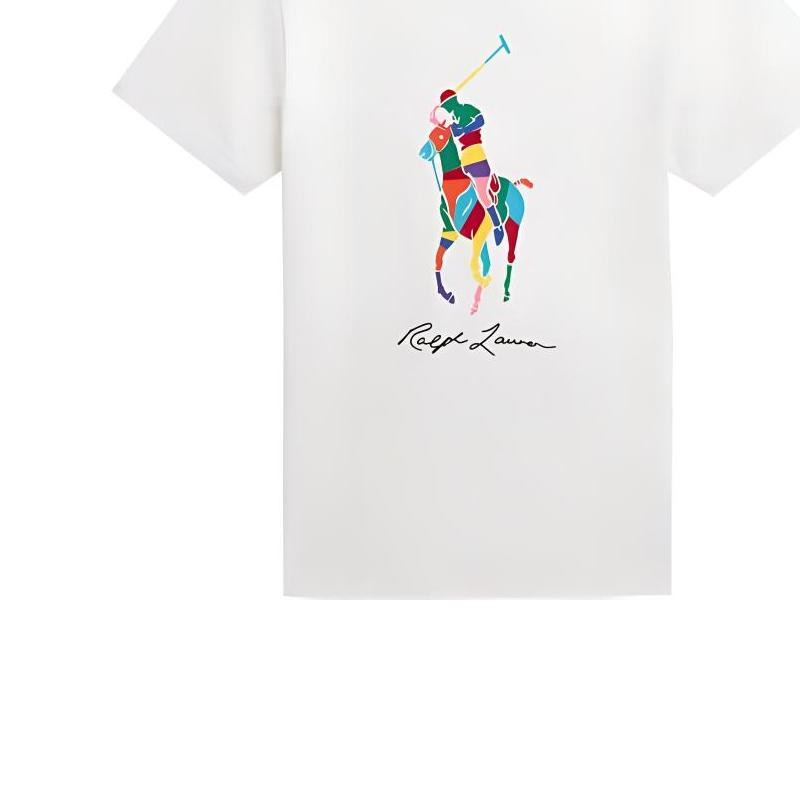 Polo Ralph Lauren Color Block Fitted Crew Neck Short Sleeve T-Shirt Kids Tops White 323934268-001