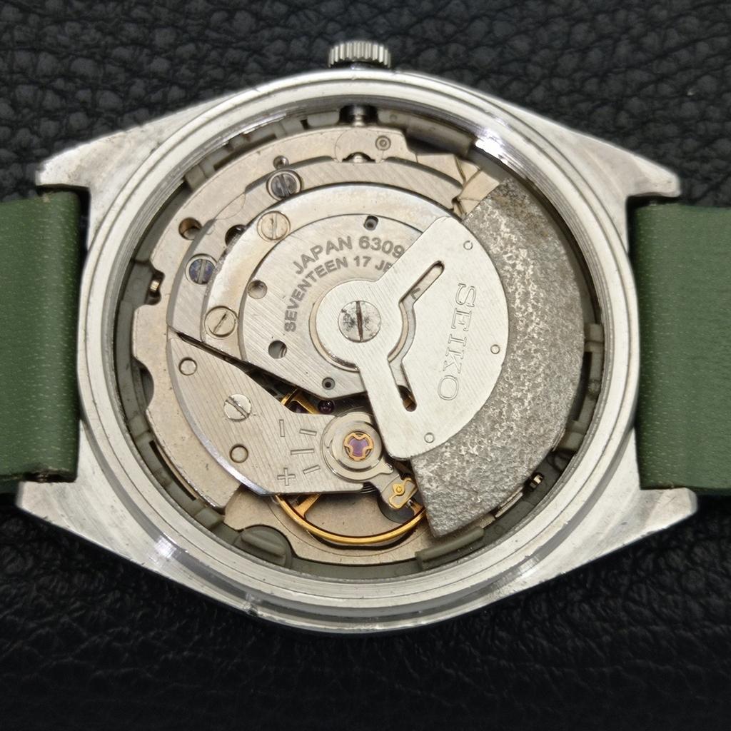 AUTOMATIC 6309A VINTAGE SEIKO JAPAN MENS GREEN COLOR DIAL WATCH A701559-5 R206b-a701559