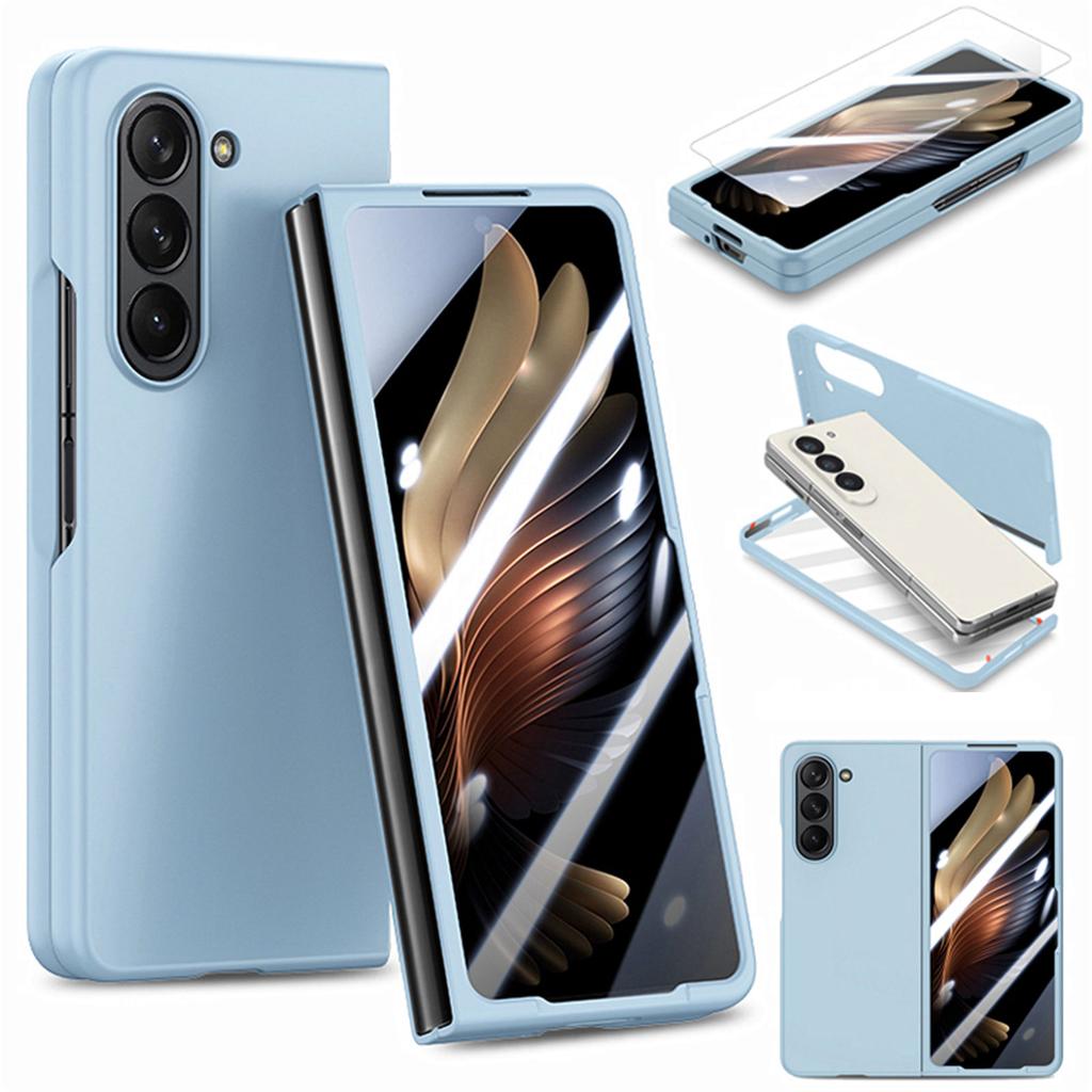For Samsung Galaxy Z Fold6 5G Case Rubberized PC Phone Cover with Tempered Glass Film
