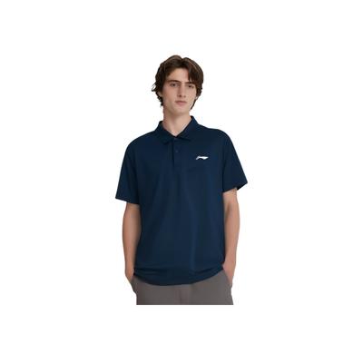 Polo Desportivo Casual de Secagem Rápida Bordado com Logótipo Li Ning para Homem tops Azul-Marinho APLT139-3