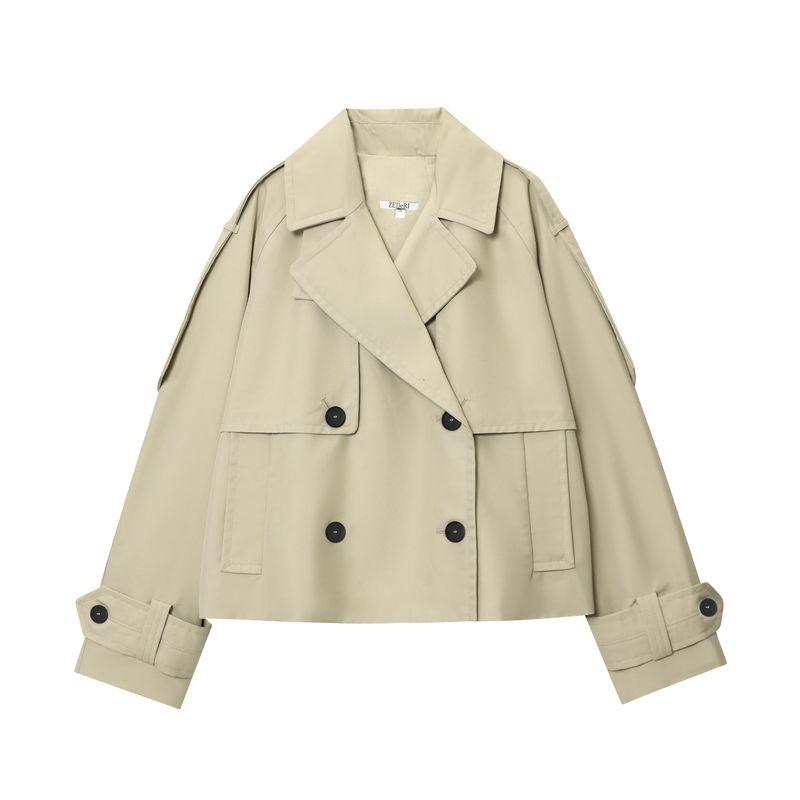Kaslead New Women Clothes Western Style Versitile Fashion Water Repellent Short Trench Coat 0518240
