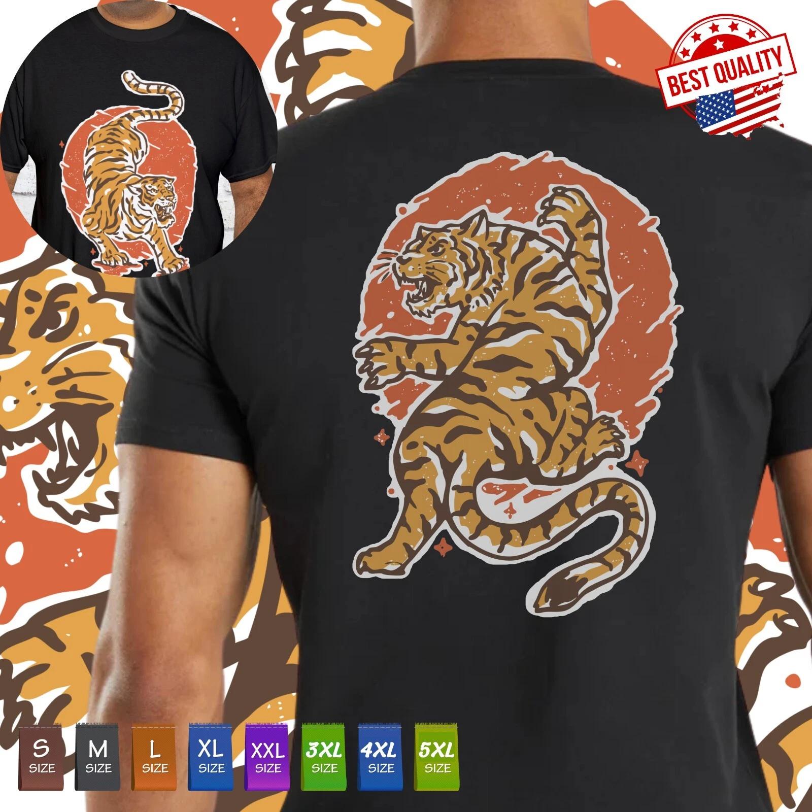 

Japanese Tiger Old School T Shirt Printed Back/Front Vintage Tattoo Clothing 2XL
