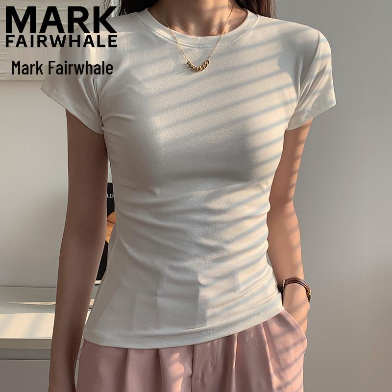 MARK FAIRWHALE Women s Cropped Round Neck Short Sleeve T-shirt M белый