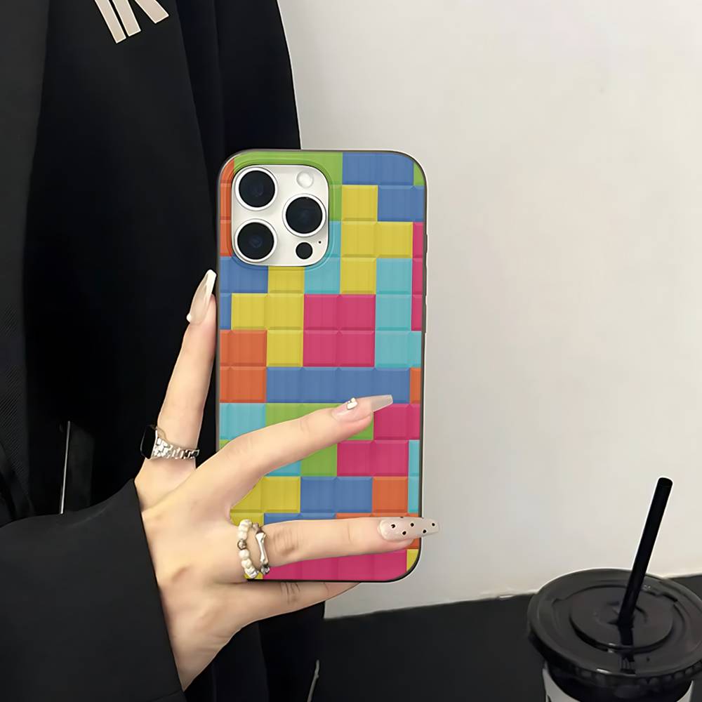 

Vintage Game T-Tetris Corrugated Pattern For IPhone 17 16 15 14 13 12 11 16 Pro Max Plus Pro Non-slip Phone Cover iPhone 15 pro