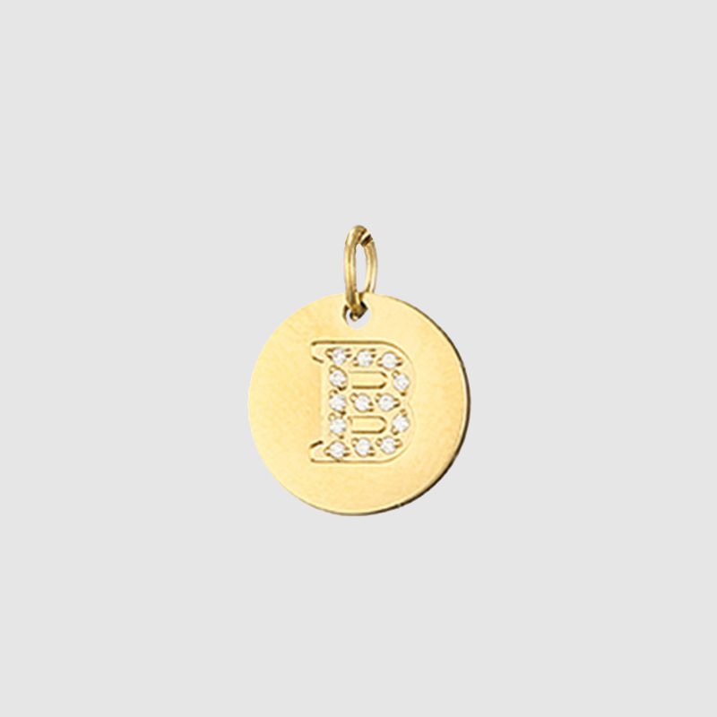 CARLIDANA Classique Minimaliste Alphabet 26 Breloques Lettres en Cristal Collier Pendentif Rond Lettre Acier Inoxydable Collier DIY