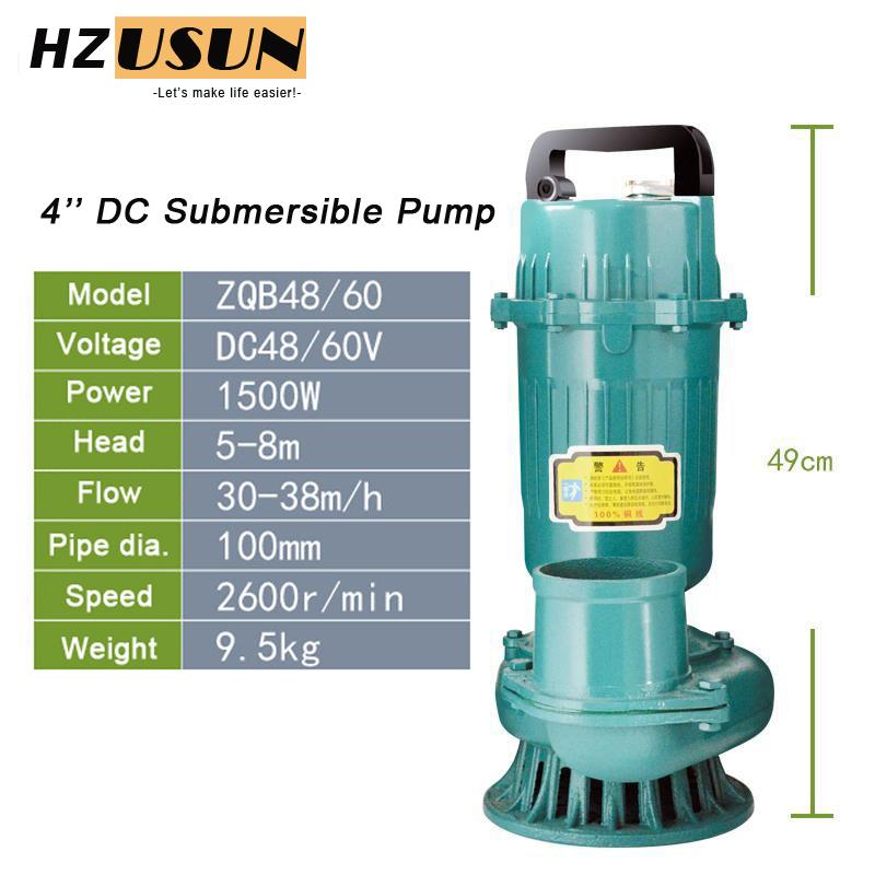 Portable DC Brushless Submersible Pump 48V 60 V Battery Car Water Pump High Lift Large Flow Solar Clean Dewatering Water Pump