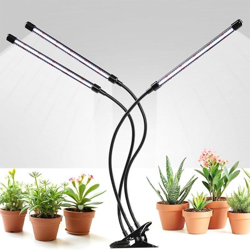 

1/2pack 3-Head Clip Plant Grow Lights with Flexible Gooseneck 4/8/12H Timer 3 Spectral Modes and 5 Dimmable Levels for Indoor LED Chip