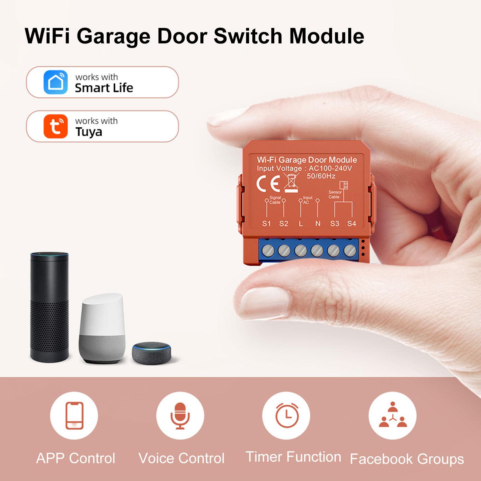 

Garage Door Opener WiFi Smart Remote Control Compatible with Voice Assistant TY Smart Life App Voice Control Timer
