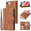 For iPhone 16e Case Zipper Wallet Multiple Card Slots Leather Phone Cover