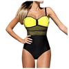 Casual Women Mesh Stitching Sling One-piece Swimsuit Sexy Color Swimsuit