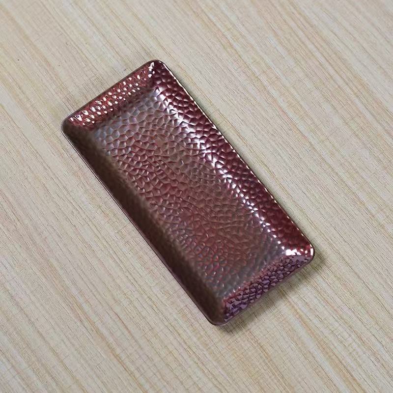 Rectangle Shape Copper Fruit Tray,Retro Engraving Hammer Texture Household Food Plate,Snack Plate Table Wedding Decoration