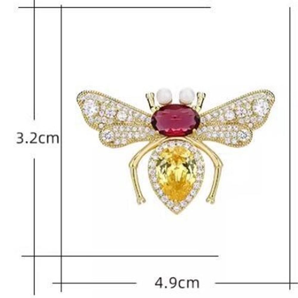Fashionable bee colored zircon brooch, anti-exposure pin for women, metal button to fasten clothes, wedding party gift