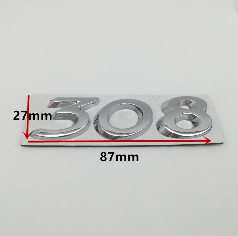 1pcs 3D metal GT 206 207 301 307 308 408 508 car Letter Emblem Rear tail trunk Decals badge sticker Decal styling Accessories