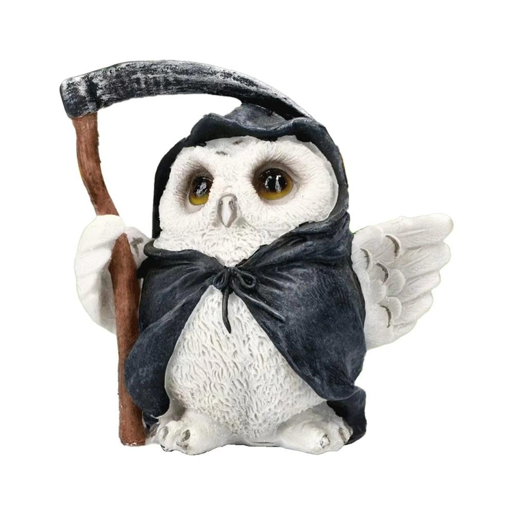 

Mini Reaper Owl Figurine Cartoon Owl Car Ornament Tourist Souvenirs Dark Owl Resin Ornament Office белый