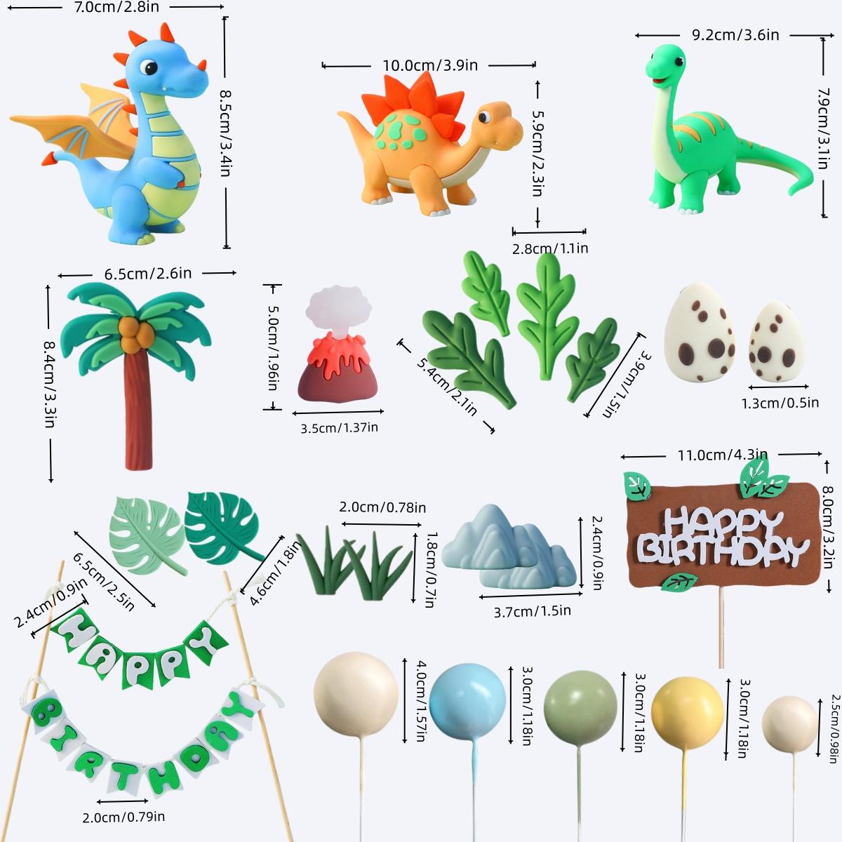 24PCS Dinosaur Cake Topper, Dinosaur Eggs Leaves Grasses Cake Decorations for Safari Animal Themed Birthday Party Supplies