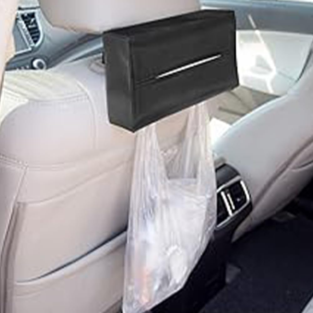 Rectangular PU Leather Car Tissue Easy Installation and Compatible with Sun 1 Piece Box, Use, Visors, Armrests, etc., Black,