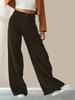 Women's High Waist Corduroy Pants Straight Leg Micro Stretch Pockets Casual Long Trousers For Autumn Winter