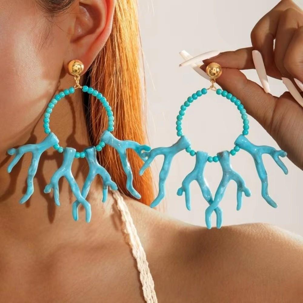 Bohemian Coral Pendant Earring Exaggerated Turquoise Earrings Gifts Womens Trendy Jewelry
