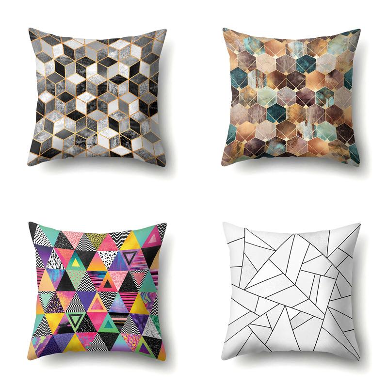 Polyester Pillow Case Automobile Decoration Home Printed Pillow Case Waist Cushion Cover Car Cushion Head Cushion Cover