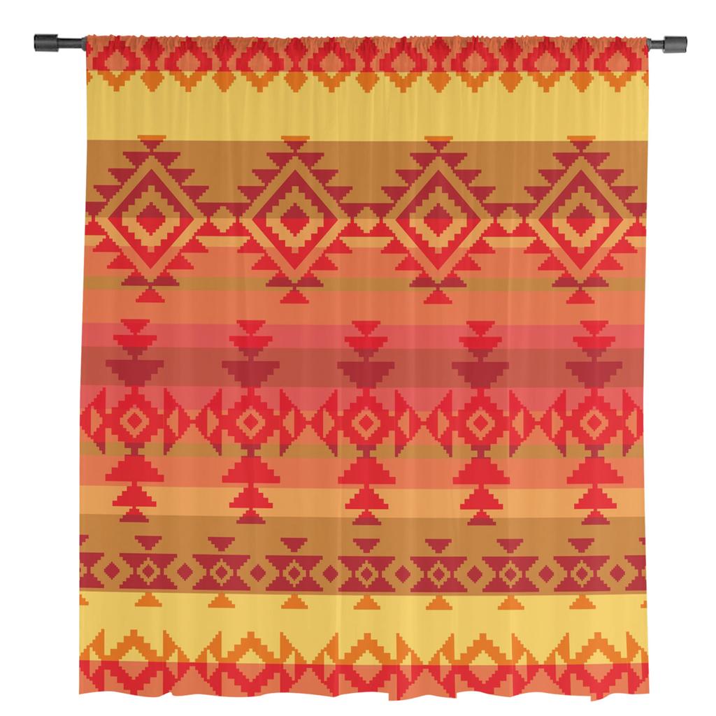 Square Triangle Geometrical Figure Sheer Curtains for Living Room Modern Voile Curtain Bedroom Tulle Curtains Window Drapes