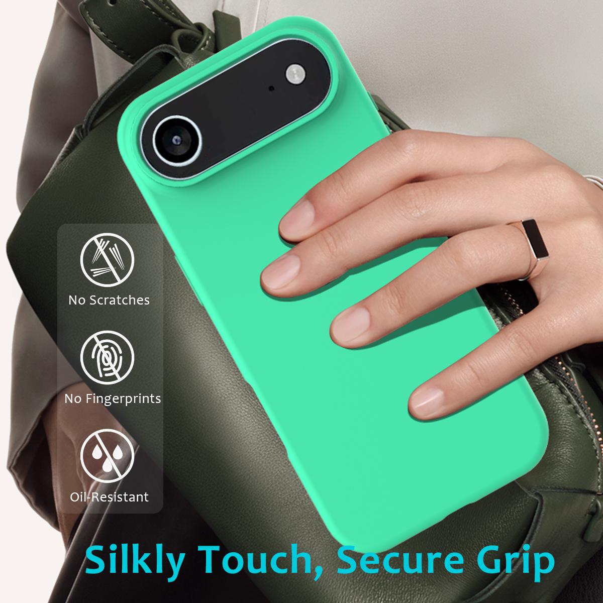 

Простой чехол для телефона из жидкого силикона для IPhone 17 Air 16 15 14 13 12 Pro Max 17Pro Противоударная задняя крышка Чехол Capa For iPhone 17 светло-зеленый