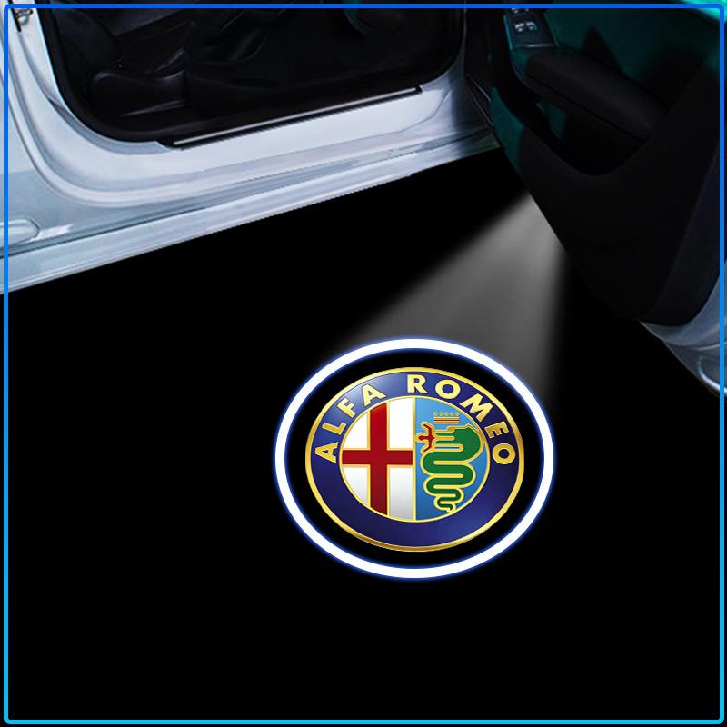 2Pcs Car Door Emblem Light LED Welcome Lamp Wireless Laser Projector For Alfa Romeo 147 159 156 Giulietta Giulia Mito Spider Alpha Nheadrest