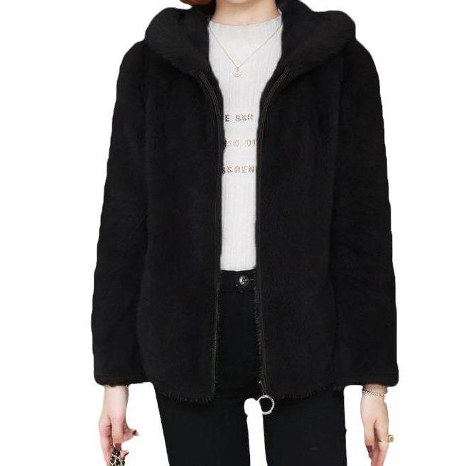 Women's Plush Velvet Hooded Cardigan: Stylish, Loose-Fit Sweater for Autumn/Winter
